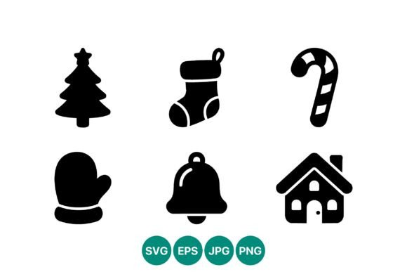 Black Christmas Icons Vector: Premium Illustrations