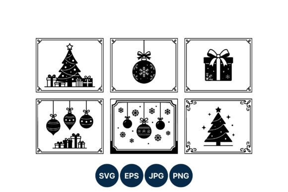 Black Christmas Tree and Gifts Vector: Premium Illustrations