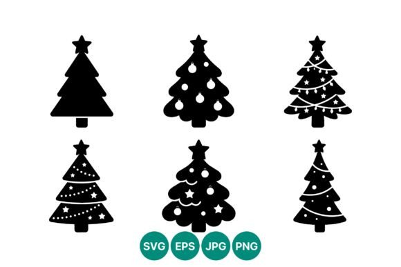 Black Christmas Trees Flat Design Illustrations Review