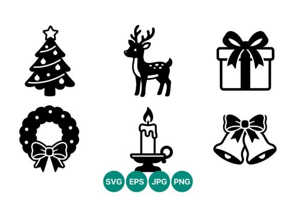 Black White Christmas Tree Reindeer Illustrations Review