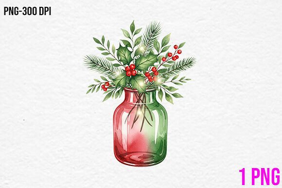 Christmas Greenery Jar PNG Clipart: Illustrations Review