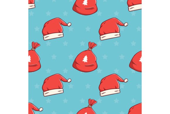 Christmas Hat and Gifts Seamless Pattern Illustrations