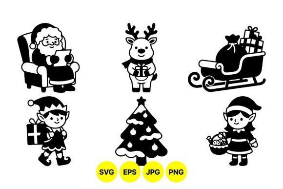 Christmas Holiday Character Icons & Illustrations