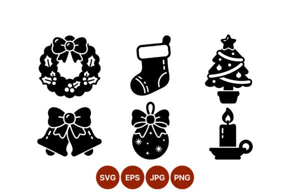 Christmas Icons Black and White Illustrations Review