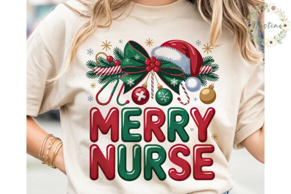 Christmas Nurse Bow Sublimation Design & Illustrations