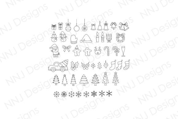 Christmas Outline Decorations SVG: Holiday Illustrations