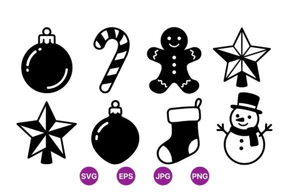 Classic Black Christmas Icons & Illustrations