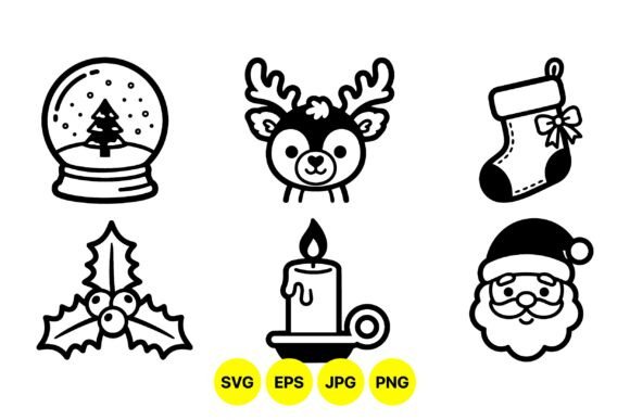Cute Christmas Icon Clipart Set Illustrations