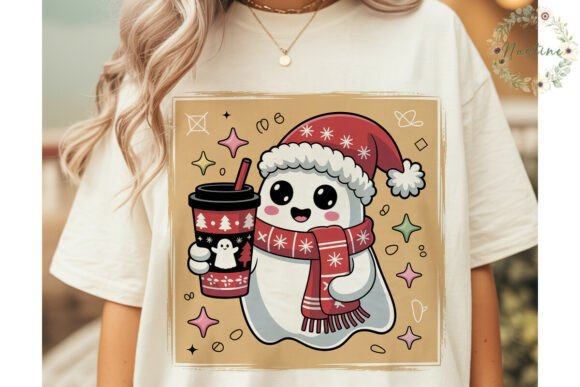 Cute Ghost Christmas Coffee PNG: Festive Illustrations