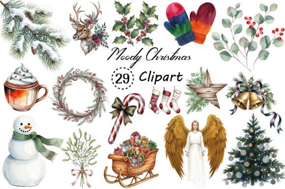 Moody Christmas Clipart PNG Bundle Freebies Review