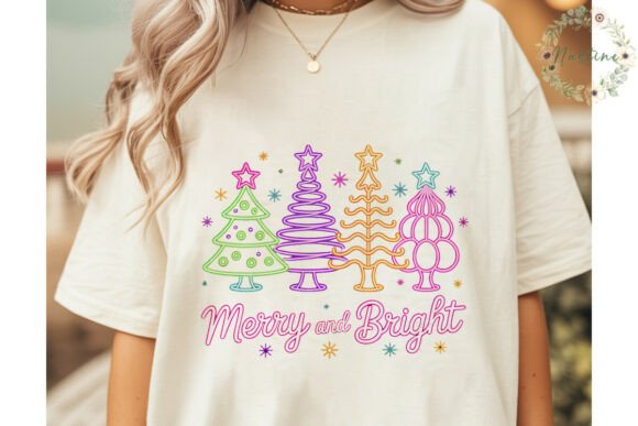 Neon Christmas Trees Sublimation Design & Illustrations