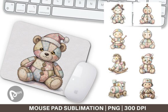 Patchwork Christmas Toy Mouse Pad PNG Review