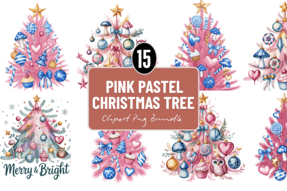 Pink Pastel Christmas Tree Illustrations Review
