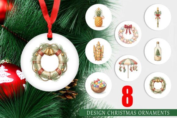 Retro Coastal Christmas Ornament Art: Illustrations Review