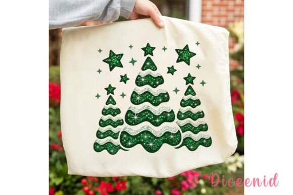 Sparkly Glitter Christmas Trees PNG: Festive Illustrations for Crafters
