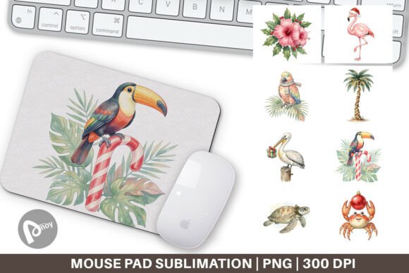 Vintage Tropical Christmas Mouse Pad PNG Review