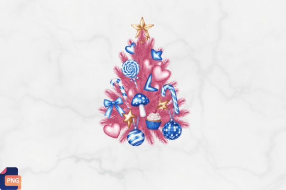 Watercolor Pink Pastel Christmas Tree Illustrations